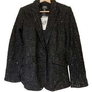 A628196 DENNIS BASSO Boucle Blazer with Sequin Accents Black Reg 4